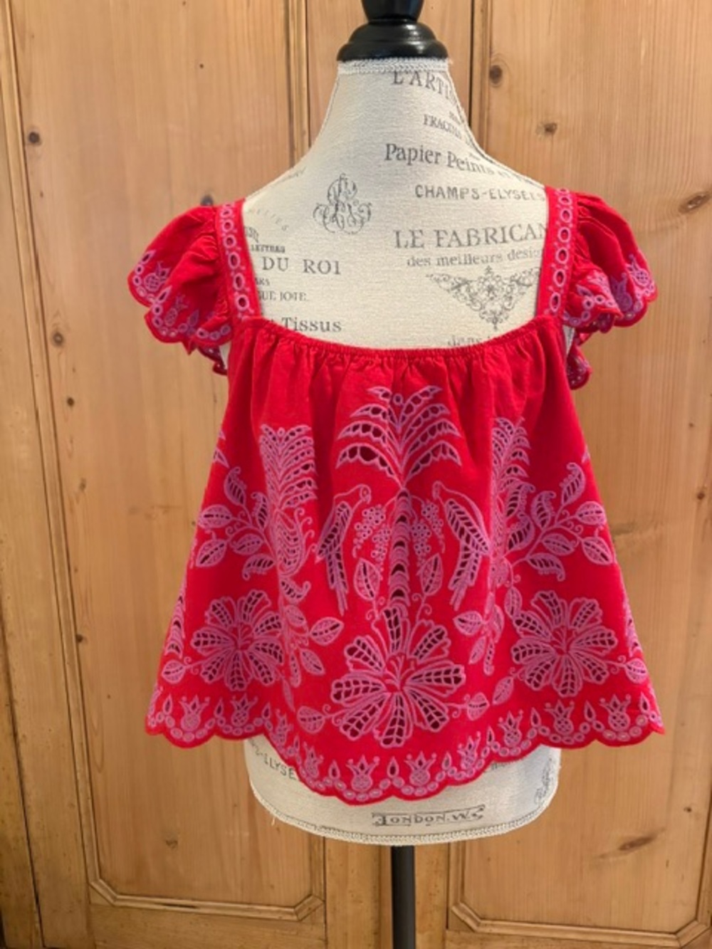 Farm Rio Palm Tree Richelieu Flutter Sleeve Top - Picture 3 of 8